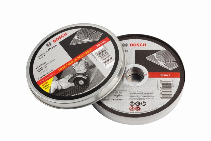 BOSCH WHEEL CUTTING INOX 115 X 1 X 22 FLAT BOSCH ( TIN PACK OF 10)